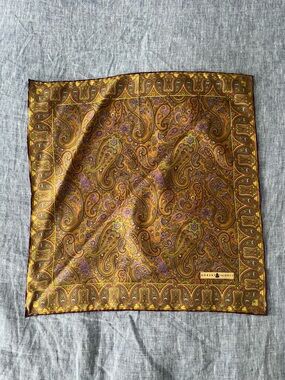 Robert Talbott Gold Paisley Silk Scarf/Bandana